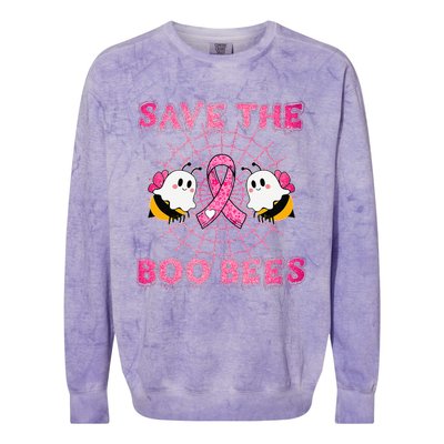 Cute Save The Boo Bees Halloween Breast Cancer Pink Ribbon Colorblast Crewneck Sweatshirt