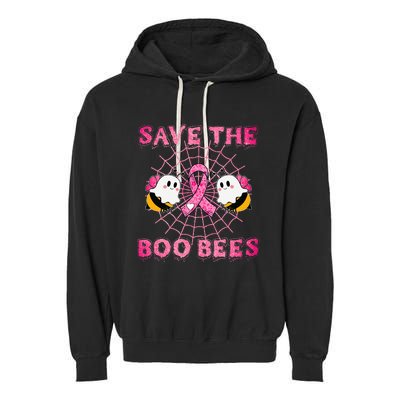 Cute Save The Boo Bees Halloween Breast Cancer Pink Ribbon Garment-Dyed Fleece Hoodie