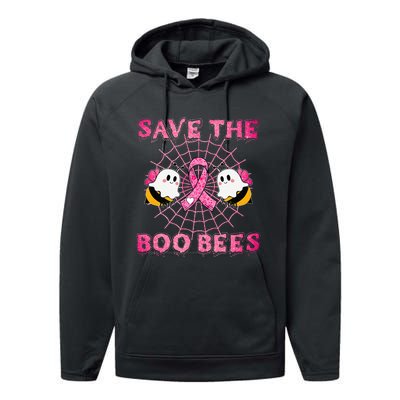 Cute Save The Boo Bees Halloween Breast Cancer Pink Ribbon Performance Fleece Hoodie