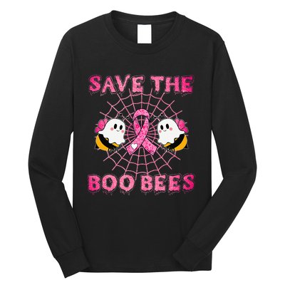 Cute Save The Boo Bees Halloween Breast Cancer Pink Ribbon Long Sleeve Shirt