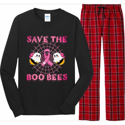 Cute Save The Boo Bees Halloween Breast Cancer Pink Ribbon Long Sleeve Pajama Set