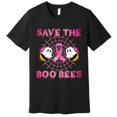 Cute Save The Boo Bees Halloween Breast Cancer Pink Ribbon Premium T-Shirt