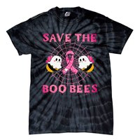 Cute Save The Boo Bees Halloween Breast Cancer Pink Ribbon Tie-Dye T-Shirt