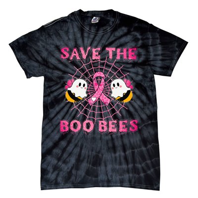 Cute Save The Boo Bees Halloween Breast Cancer Pink Ribbon Tie-Dye T-Shirt