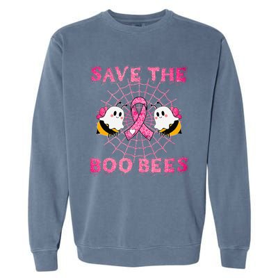 Cute Save The Boo Bees Halloween Breast Cancer Pink Ribbon Garment-Dyed Sweatshirt