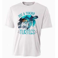 Cute Sea Turtle Teacher Ocean Wildlife Earth Day Teacher Cooling Performance Crew T-Shirt