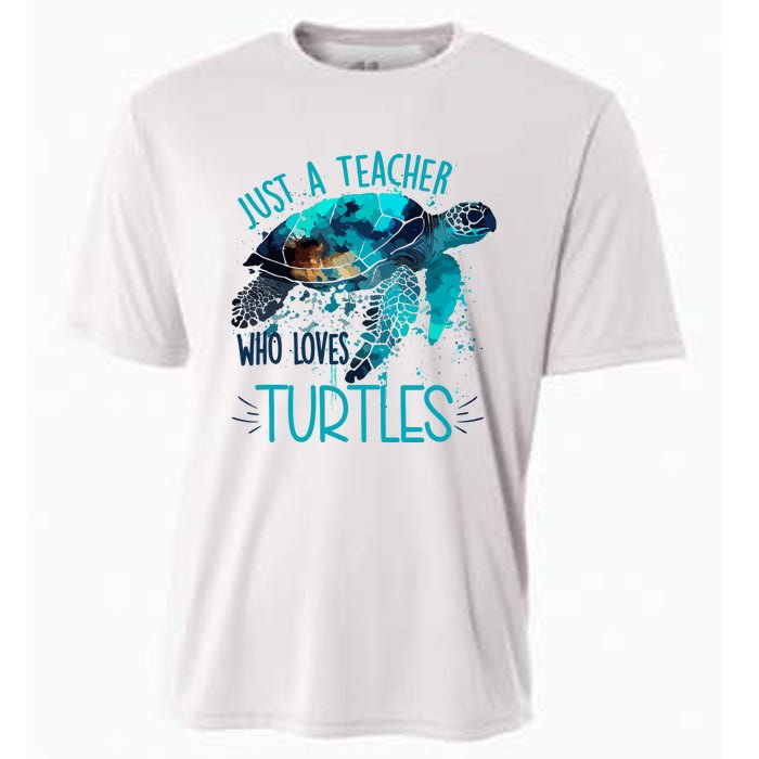 Cute Sea Turtle Teacher Ocean Wildlife Earth Day Teacher Cooling Performance Crew T-Shirt