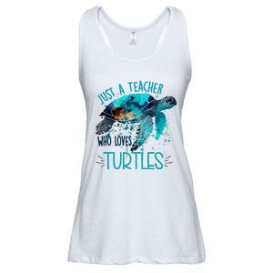 Cute Sea Turtle Teacher Ocean Wildlife Earth Day Teacher Ladies Essential Flowy Tank