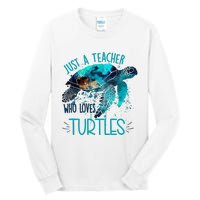 Cute Sea Turtle Teacher Ocean Wildlife Earth Day Teacher Tall Long Sleeve T-Shirt