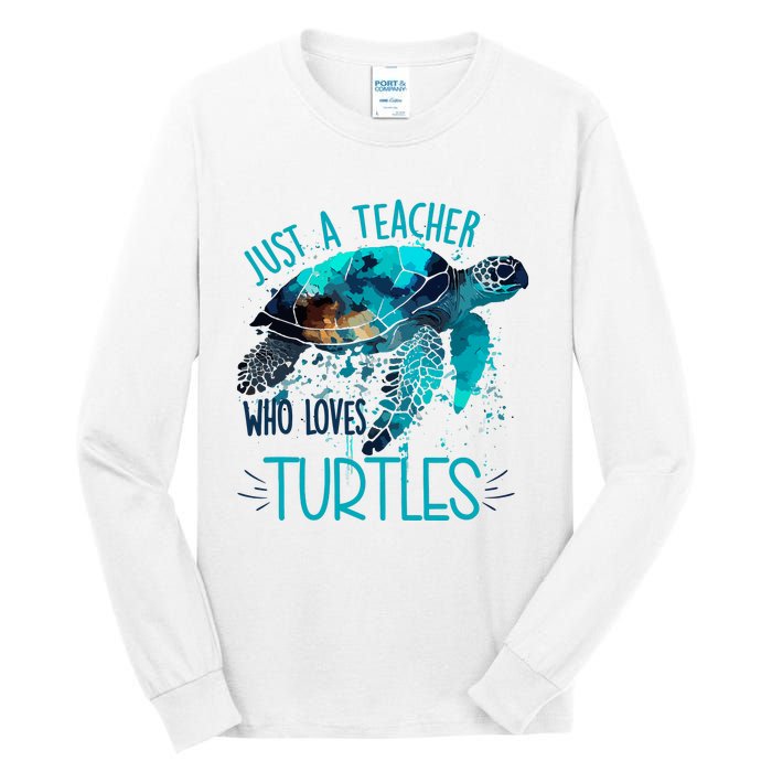 Cute Sea Turtle Teacher Ocean Wildlife Earth Day Teacher Tall Long Sleeve T-Shirt