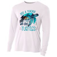 Cute Sea Turtle Teacher Ocean Wildlife Earth Day Teacher Cooling Performance Long Sleeve Crew