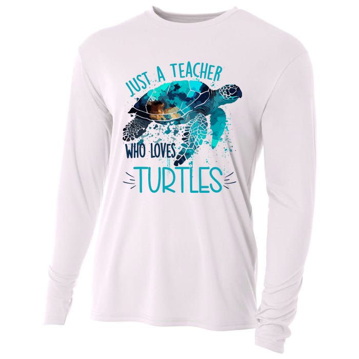 Cute Sea Turtle Teacher Ocean Wildlife Earth Day Teacher Cooling Performance Long Sleeve Crew