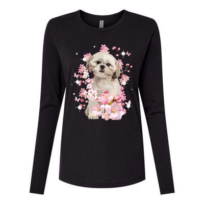 Cute Shih Tzu Mom Flower Happy Mothers Day Love Dog Womens Cotton Relaxed Long Sleeve T-Shirt