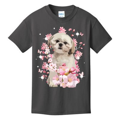 Cute Shih Tzu Mom Flower Happy Mothers Day Love Dog Kids T-Shirt