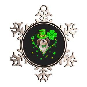 Cute Shih Tzu Saint Patrick's Day Dogs Dad Mom Metallic Star Ornament