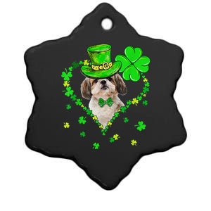 Cute Shih Tzu Saint Patrick's Day Dogs Dad Mom Ceramic Star Ornament