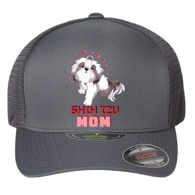 Cute Shih Tzu Mom Lover Illustration For Shih Tzu Dog Owner Flexfit Unipanel Trucker Cap