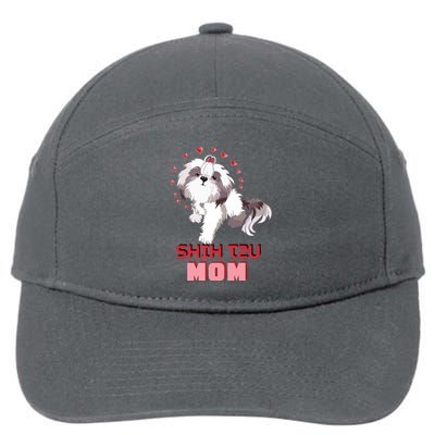 Cute Shih Tzu Mom Lover Illustration For Shih Tzu Dog Owner 7-Panel Snapback Hat