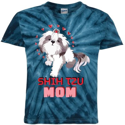 Cute Shih Tzu Mom Lover Illustration For Shih Tzu Dog Owner Kids Tie-Dye T-Shirt