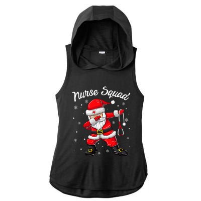 Christmas Scrub Tops Dabbing Santa Scrubs Nurse Squad Ladies PosiCharge Tri-Blend Wicking Draft Hoodie Tank