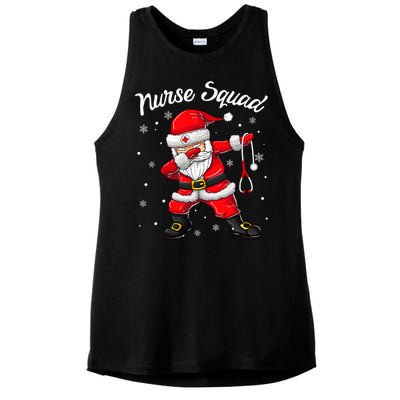 Christmas Scrub Tops Dabbing Santa Scrubs Nurse Squad Ladies PosiCharge Tri-Blend Wicking Tank