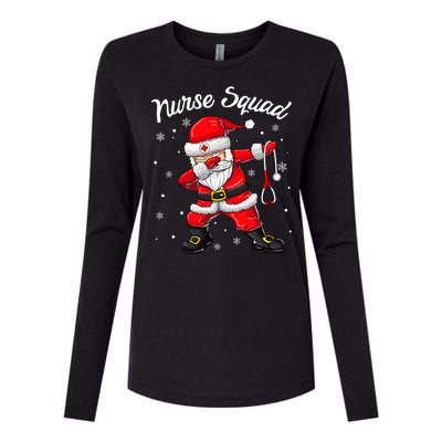 Christmas Scrub Tops Dabbing Santa Scrubs Nurse Squad Womens Cotton Relaxed Long Sleeve T-Shirt