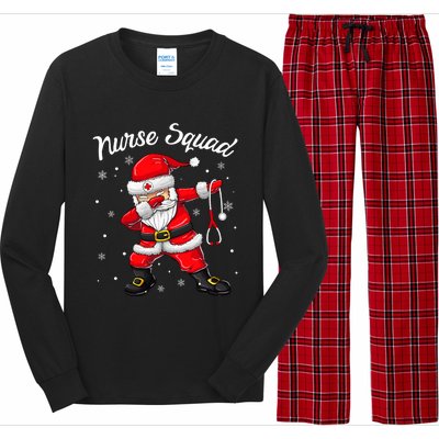 Christmas Scrub Tops Dabbing Santa Scrubs Nurse Squad Long Sleeve Pajama Set