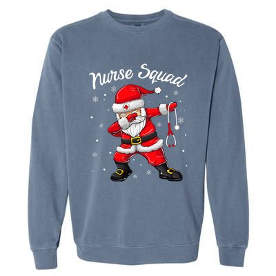 Christmas Scrub Tops Dabbing Santa Scrubs Nurse Squad Garment-Dyed Sweatshirt