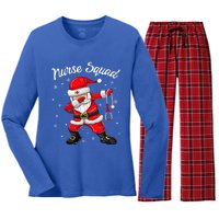 Christmas Scrub Tops Dabbing Santa Scrubs Nurse Squad Women's Long Sleeve Flannel Pajama Set 