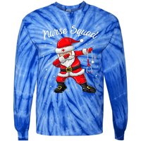 Christmas Scrub Tops Dabbing Santa Scrubs Nurse Squad Tie-Dye Long Sleeve Shirt