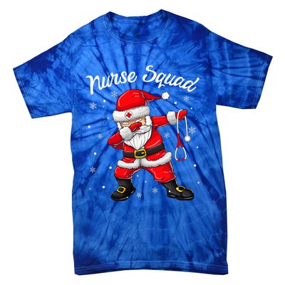 Christmas Scrub Tops Dabbing Santa Scrubs Nurse Squad Tie-Dye T-Shirt