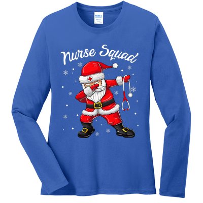 Christmas Scrub Tops Dabbing Santa Scrubs Nurse Squad Ladies Long Sleeve Shirt