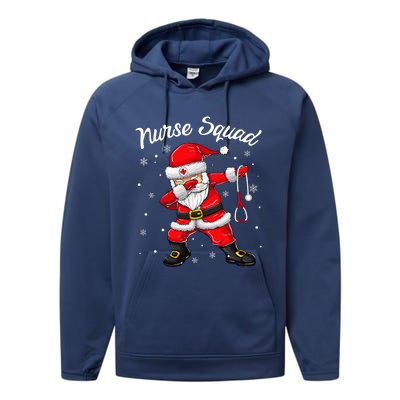 Christmas Scrub Tops Dabbing Santa Scrubs Nurse Squad Performance Fleece Hoodie