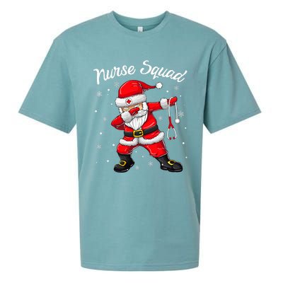 Christmas Scrub Tops Dabbing Santa Scrubs Nurse Squad Sueded Cloud Jersey T-Shirt