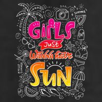 Cute Summer Time Girls Just Wanna Have Sun 7 Panel Mesh Trucker Snapback Hat