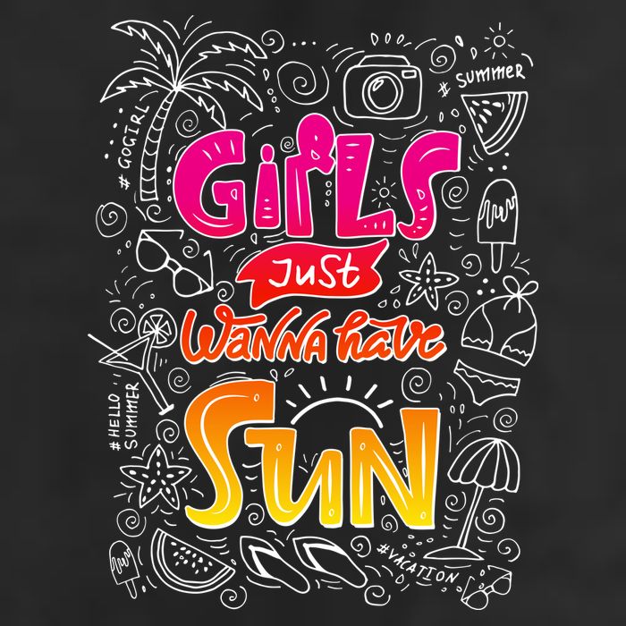 Cute Summer Time Girls Just Wanna Have Sun 7 Panel Mesh Trucker Snapback Hat