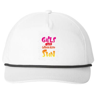 Cute Summer Time Girls Just Wanna Have Sun Snapback Five-Panel Rope Hat