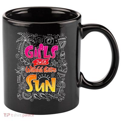 Cute Summer Time Girls Just Wanna Have Sun 11oz C Handle Ceramic Mug