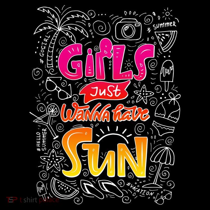 Cute Summer Time Girls Just Wanna Have Sun Flatbill Hat