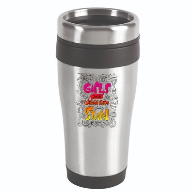 Cute Summer Time Girls Just Wanna Have Sun 16oz Travel Tumbler