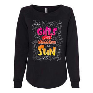 Cute Summer Time Girls Just Wanna Have Sun Womens California Wash Sweatshirt