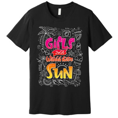 Cute Summer Time Girls Just Wanna Have Sun Premium T-Shirt