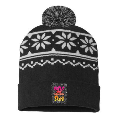 Cute Summer Time Girls Just Wanna Have Sun USA-Made Snowflake Beanie