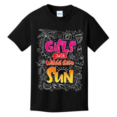Cute Summer Time Girls Just Wanna Have Sun Kids T-Shirt