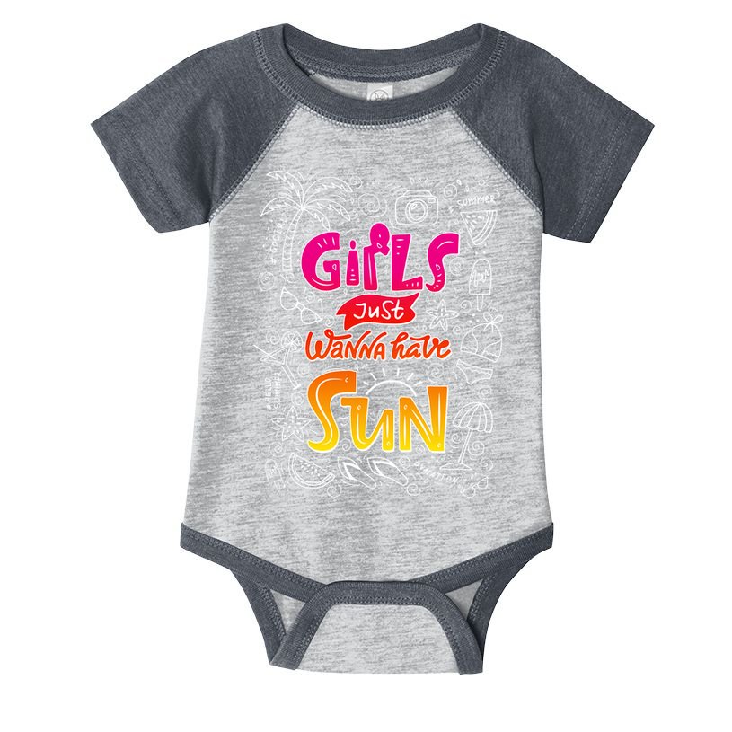 Cute Summer Time Girls Just Wanna Have Sun Infant Baby Jersey Bodysuit