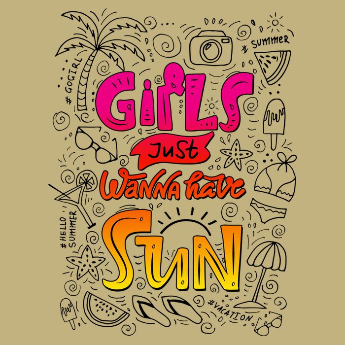 Cute Summer Time Girls Just Wanna Have Sun Polo