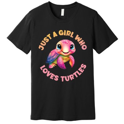 Cute Sea Turtle Kawaii Just A Who Loves Turtles Premium T-Shirt