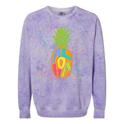 Colorful Summer Time Hawaiian Aloha Pineapple Colorblast Crewneck Sweatshirt