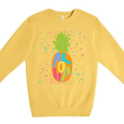 Colorful Summer Time Hawaiian Aloha Pineapple Premium Crewneck Sweatshirt