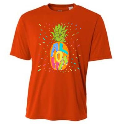 Colorful Summer Time Hawaiian Aloha Pineapple Cooling Performance Crew T-Shirt